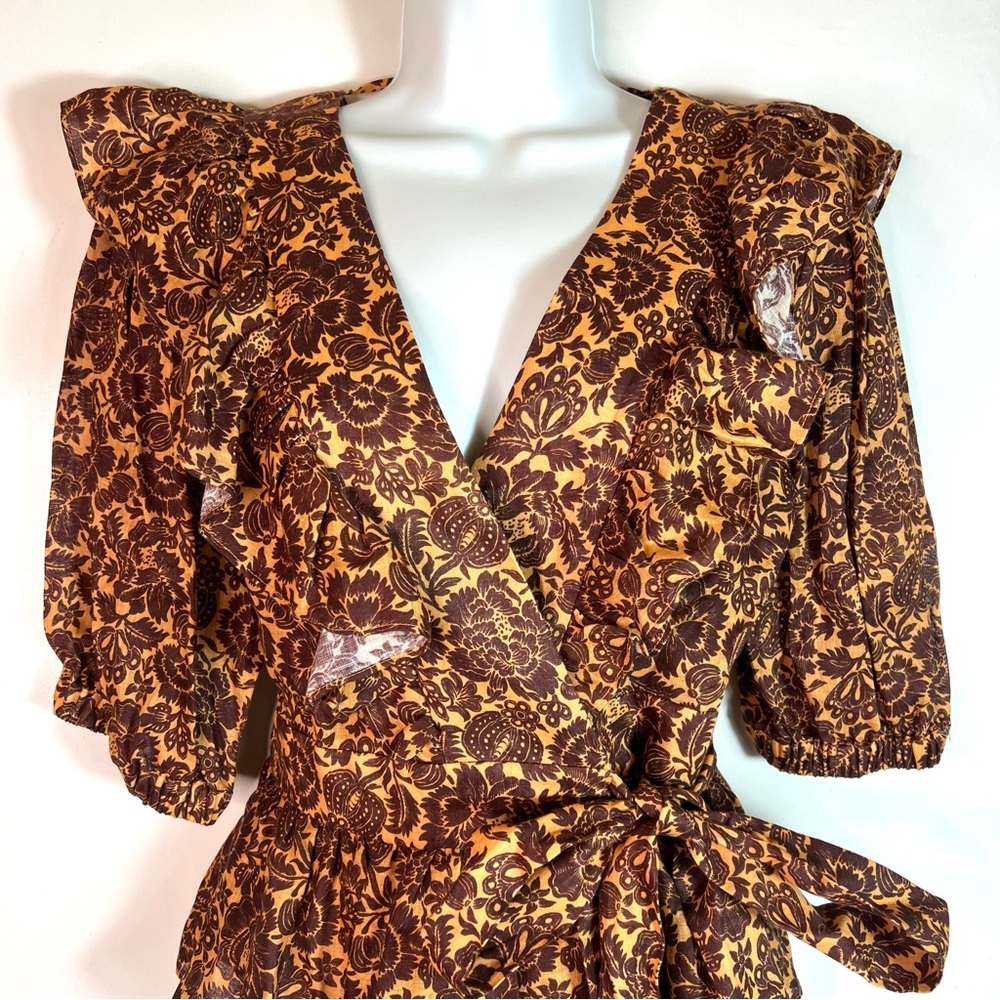 NWOT Christy Lynn Stephanie Wrap Top Sienna Linen Size Medium - Picture 13 of 16